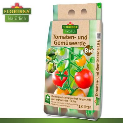 Florissa 18 l Tomaten- und Gemüseerde Torffreies Spezialsubstrat Bio