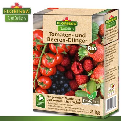 Florissa 2 kg Tomaten- und Beeren-Dünger mit Düngerzusatz Proto Plus Bio