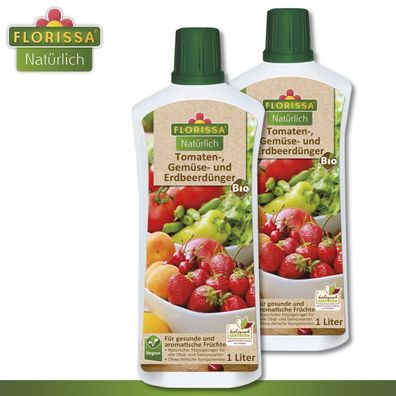 Florissa 2 x 1 l Tomaten-, Gemüse und Erdbeerdünger Bio aromatische Früchte