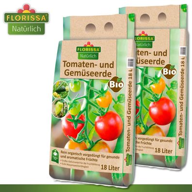 Florissa 2 x 18 l Tomaten- und Gemüseerde Torffreies Spezialsubstrat Bio