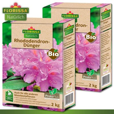 Florissa 2 x 2 kg Rhododendron-Dünger mit Düngerzusatz Proto Plus Bio Azalee