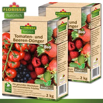 Florissa 2 x 2 kg Tomaten- und Beeren-Dünger mit Düngerzusatz Proto Plus Bio