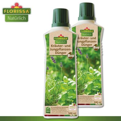 Florissa 2 x 500 ml Kräuter- und Jungpflanzendünger Flüssigdünger Vegan Bio