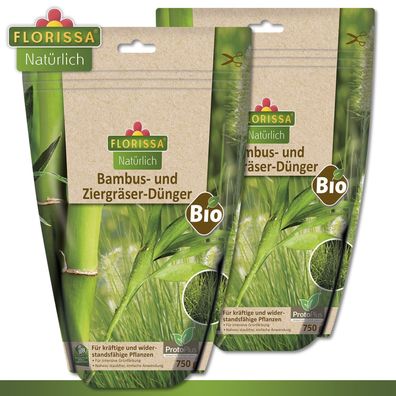 Florissa 2 x 750 g Bambus und Ziergräser-Dünger Bio sattgrüne Blätter Wachstum
