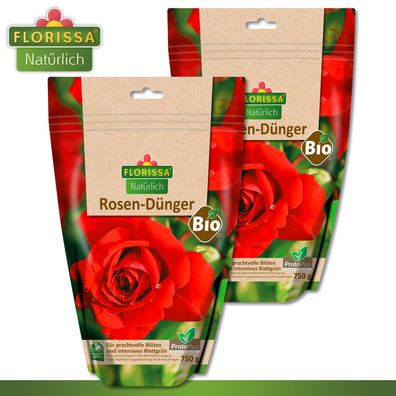 Florissa 2 x 750 g Rosen-Dünger Proto Plus Bio Natürlicher Volldünger für Rosen