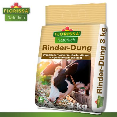 Florissa 3 kg Rinder-Dung Organischer Universal-Gartendünger Obst Gemüse