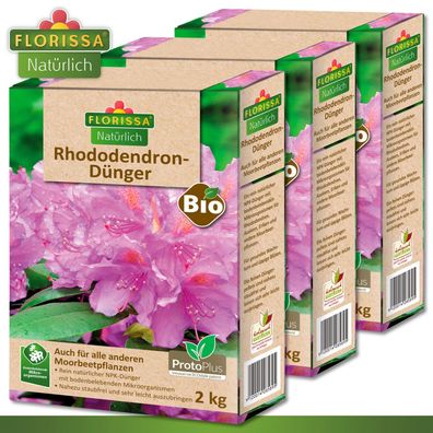 Florissa 3 x 2 kg Rhododendron-Dünger mit Düngerzusatz Proto Plus Bio Azalee