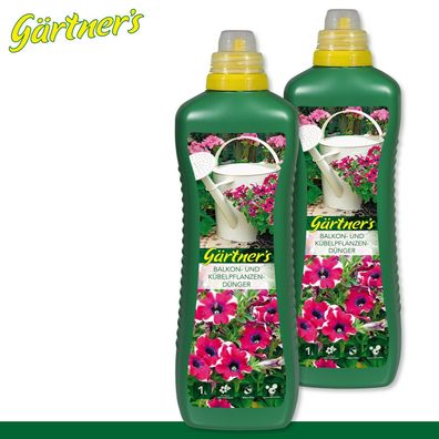 Gärtner?s 2x 1 l Balkon- und Kübelpflanzendünger Mehrnährstoffdünger Blüte vital