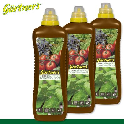 Gärtner?s 3 x 1 l Bio Kräuter + Tomatendünger Gurke Paprika Petersilie Basilikum