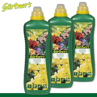Gärtner?s 3 x 1 l Blumendünger mit Guano Seevogel-Guano vitale Blühpflanzen
