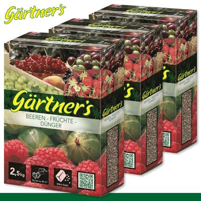 Gärtner?s 3 x 2,5 kg Beeren-Früchte-Dünger Erdbeeren Himbeeren Brombeeren