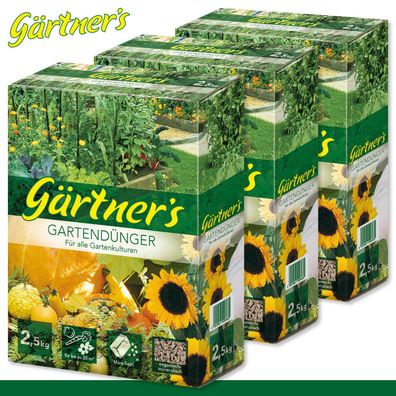 Gärtner?s 3 x 2,5 kg Gartendünger für alle Gartenkulturen Obst Gemüse Blume