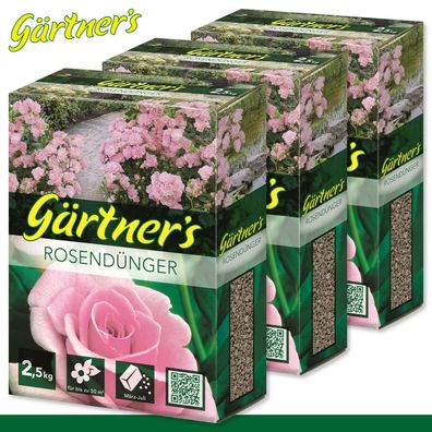 Gärtner?s 3 x 2,5 kg Rosendünger Blühpflanze Blüten farbenfoh prächtig