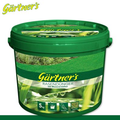 Gärtner?s 5 kg Rasendünger mit Moosvernichter Laubmoos Bekämpfung Gras Garten
