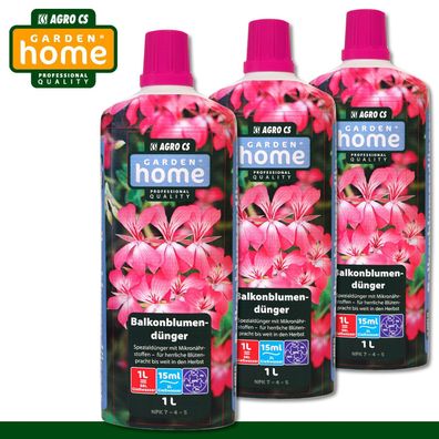 Garden Home 3 x 1 l Balkonblumendünger Spezialdünger mit Mikronährstoffen Blüte