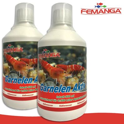 Femanga 2 x 500 ml Garnelen Aktiv Aquarium Kalzium Zusatz Mineralien Pflege