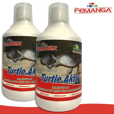 Femanga 2x 500ml Turtle Aktiv Schildkröten Amphibien Wasser Aufbereiter Schutz