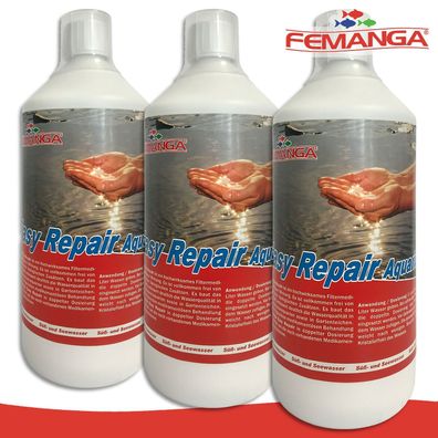 Femanga 3 x 1000 ml Easy Repair Aquarium Aufbereiter Zusatz Wasser Fische Pflege