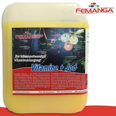 Femanga 5000 ml Vitamine + Jod Süß & Seewasser Marine Zierfische Aquarium