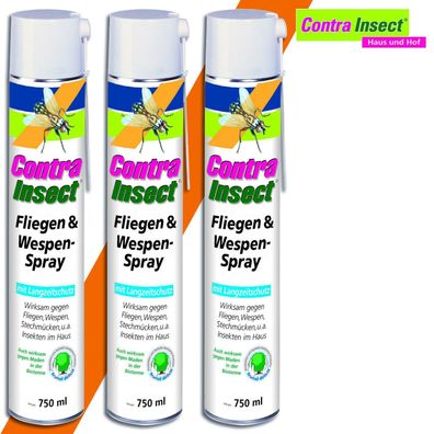 Frunol Delicia Contra Insect® 3 x 750 ml Fliegen & Wespen-Spray Mücken Garten