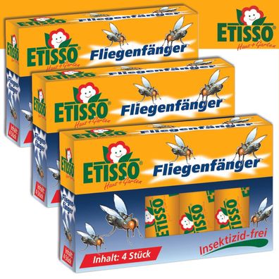 Frunol Delicia ETISSO 3 Pack Fliegenfänger (à 4 Stk.) Klebefalle Bekämpfung Haus