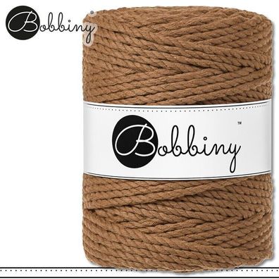 Bobbiny 100 m Makramee-Kordel 5 mm dreifach gedreht | Caramel | Premium