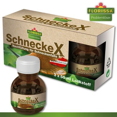 Florissa SchneckeX Nachfüllpack 3 x 50 ml Lockstoff für Schneckenfalle (Gr. Mittel)