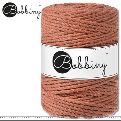 Bobbiny 100 m Makramee-Kordel 5 mm dreifach gedreht | Terracotta | Premium