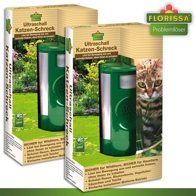 Florissa 2 Stück Ultraschall Katzen-Schreck Katze Hund Garten Carport