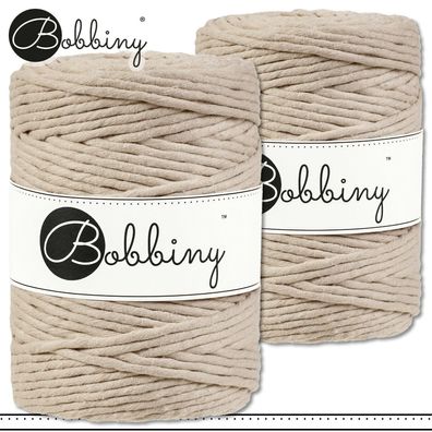 Bobbiny 2 x 100 m Makramee-Kordel 1,5 mm | Beige | Hobby Basteln Premium