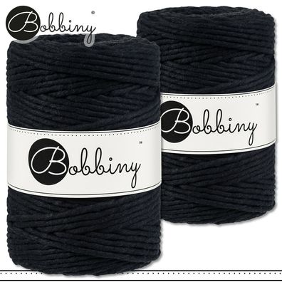 Bobbiny 2 x 100 m Makramee-Kordel 1,5 mm | Black | Hobby Basteln Premium