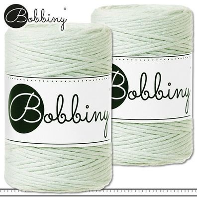 Bobbiny 2 x 100 m Makramee-Kordel 1,5 mm | Milky Green | Hobby Basteln Premium