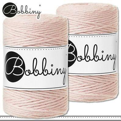 Bobbiny 2 x 100 m Makramee-Kordel 1,5 mm | Pastel Pink | Hobby Basteln Premium
