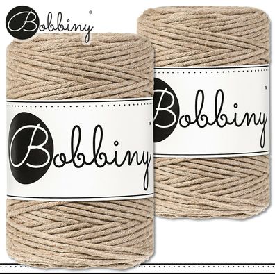 Bobbiny 2 x 100 m Makramee-Kordel 1,5 mm | Sand | Hobby Basteln Premium