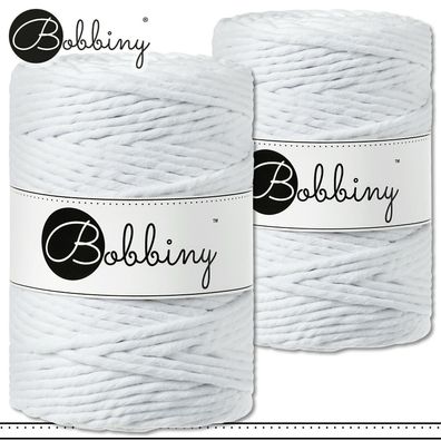 Bobbiny 2 x 100 m Makramee-Kordel 1,5 mm | White | Hobby Basteln Premium