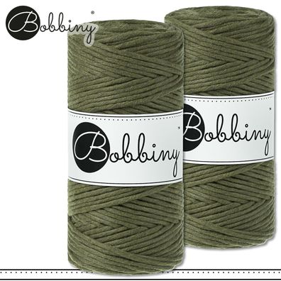 Bobbiny 2 x 100 m Makramee-Kordel 3 mm | Avocado | Hobby Basteln Premium