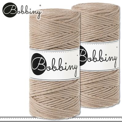 Bobbiny 2 x 100 m Makramee-Kordel 3 mm | Beige | Hobby Basteln Premium