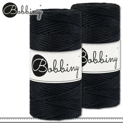 Bobbiny 2 x 100 m Makramee-Kordel 3 mm | Black | Hobby Basteln Premium