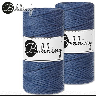 Bobbiny 2 x 100 m Makramee-Kordel 3 mm | Jeans | Hobby Basteln Premium