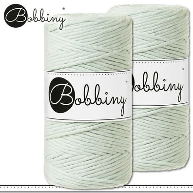 Bobbiny 2 x 100 m Makramee-Kordel 3 mm | Milky Green | Hobby Basteln Premium