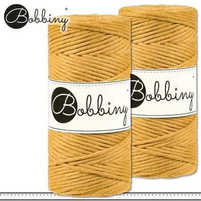 Bobbiny 2 x 100 m Makramee-Kordel 3 mm | Mustard | Hobby Basteln Premium