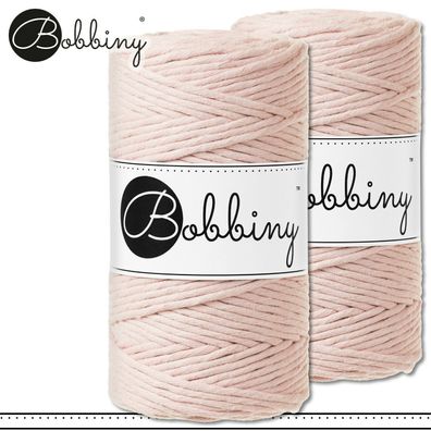 Bobbiny 2 x 100 m Makramee-Kordel 3 mm | Pastel Pink | Hobby Basteln Premium