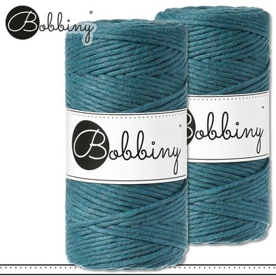 Bobbiny 2 x 100 m Makramee-Kordel 3 mm | Peacock Blue | Hobby Basteln Premium