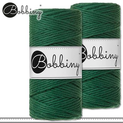 Bobbiny 2 x 100 m Makramee-Kordel 3 mm | Pine Green | Hobby Basteln Premium