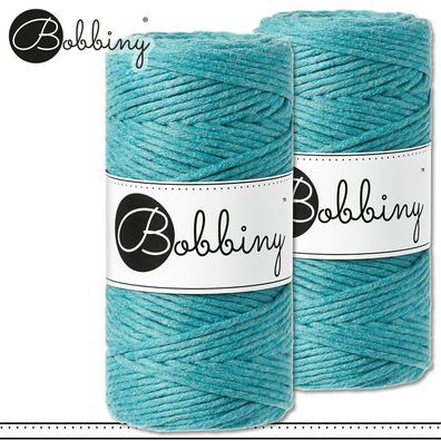 Bobbiny 2 x 100 m Makramee-Kordel 3 mm | Teal | Hobby Basteln Premium