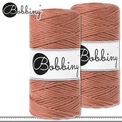 Bobbiny 2 x 100 m Makramee-Kordel 3 mm | Terracotta | Hobby Basteln Premium