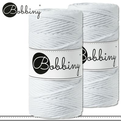 Bobbiny 2 x 100 m Makramee-Kordel 3 mm | White | Hobby Basteln Premium