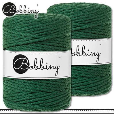 Bobbiny 2 x 100 m Makramee-Kordel 5 mm dreifach gedreht | Pine Green | Premium