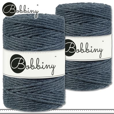 Bobbiny 2 x 100 m Makramee-Kordel 5 mm | Charcoal | Hobby Basteln Premium