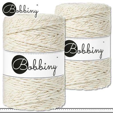 Bobbiny 2 x 100 m Makramee-Kordel 5 mm | Golden Natural | Hobby Basteln Premium